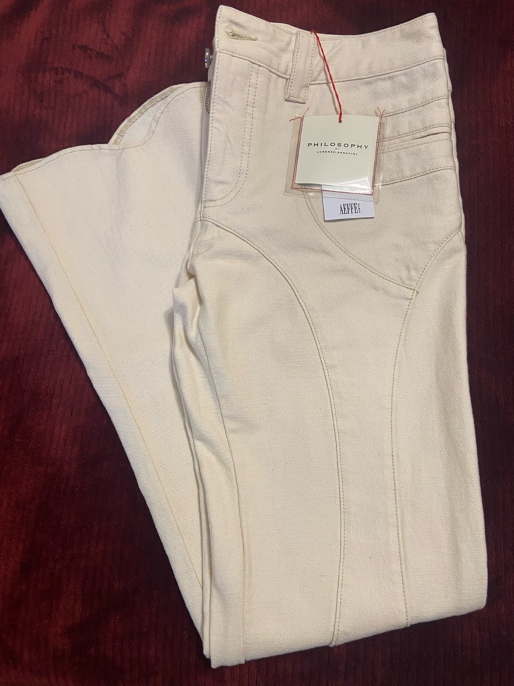 Philosophy di Lorenzo Serafini Cream Jeans with Branded Tag